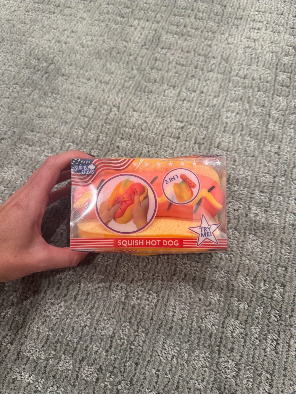 Squish Hot Dog Toy - Orange & Yellow